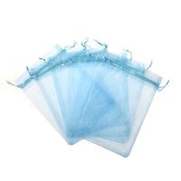 KUPOO Lot of 50 7" x 9"Drawstring Organza Pouch Strong Wedding Favor Gift Candy Bag (Sky Blue)