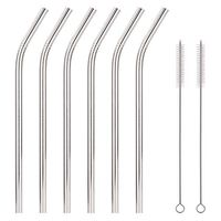 Bent 18/8 Stainless Steel Drinking Straws, Reusable Metal Straws 215mm x 8mm(Bent 6.1” x 8mm), Set of 6 with 2 Cleaning Brushes, Resistant, Non-Toxic, Eco-Friendly (Rose Gold)