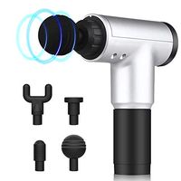 Deep Tissue Massage Gun,Handheld 6 Speeds Percussion Fascial Gun for Pain Relief,Super Quiet Device with 4 Interchangeable Massage Heads (Silver)