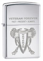 Zippo Proud To Be A Veteran High Polish Chrome Lighter