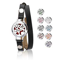 MA STRAP Essential Oil Diffuser Leather Bracelets Aromatherapy Stainless Steel Locket with with 8 Color Pads Girls Women Jewelry