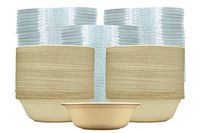 [500 SETS] 32 oz Round Disposable Bowls with Flat Lids- Natural Sugarcane Bagasse Bamboo Fibers Sturdy 32 Ounce Compostable Eco Friendly Environmental Paper Plastic Bowl Alternative 100% by-product