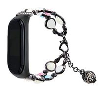 Wristband Night Luminous Pearl Bracelet Compatible for Xiaomi Mi Band 4, ASTVSHOP Adjustable Metal Link with Essential Oil/Perfume Storage Pendant for Handmade Girls (10cm x 5cm x 2cm, Black)