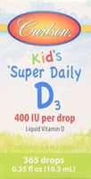 Carlson - Baby's Super Daily D3, Baby Vitamin D Drops, 400 IU (10 mcg) per Drop, Vegetarian, Liquid Vitamin D Drops, Unflavored, 365 Drops (3 Pack)