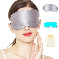 Silk Sleep Eye Mask with Reusable Ice Pack, Replacement Cover for USB Heated Mask, Removable Cooling Eye Pillow, Cold Relief for Headache/Migraine Relief/Sinus Pain/Puffy Dry Eyes, Compress Mask(Gray)