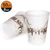 8 oz Disposable Paper Cups Brown(50 ct) Color City hot Beverage Cup for Coffee Tea Water All-PurposePaper Cups