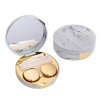 Shonlinen Fashion Creative Round Marble with Tweezers Mirror Contact Lens Case Eyeglass Cases Golden