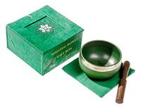 Tibetan Chakra Singing Bowl - Singing Bowl Set - Meditation Bowl in Green by Yogavni™