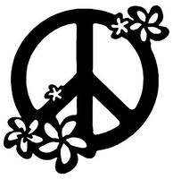 Hippie Peace Sign Flowers - Sticker Graphic - Auto, Wall, Laptop, Cell, Truck Sticker for Windows, Cars, Trucks