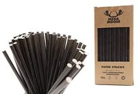 Mega Moose Biodegradable Paper Straws - 200 ct. Paper Drinking Straws with Ultra Compost - Bulk Paper Straws for Wedding Decorations, Bridal Showers, Cake Pop Sticks, Lollipop Candy Stick (Black)