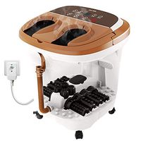 Foot Spa Massager, Heated Rolling Massage Adjustable Time & Temperature Multifunction Heat Infrared Killing Germs Fully Automatic Suitable for Home (Color : Light Brown Cover)