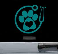 Vet paw stethoscope Vinyl Decal Sticker (TEAL)