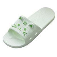 Women Shower Slippers Cat Ears Indoor Outdoor Pool Beach Bath Slides Sandals Non-Slip Cozy Home Shoes Light Green