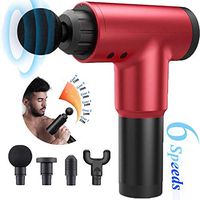 Massage Gun,Handheld Deep Tissue Percussion Muscle Massager for Sore Muscle and Stiffness,Portable Quiet Brushless Motor,Includes 4 Massage Heads (Red)