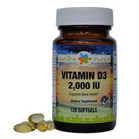 Nature Puzzle Vitamin D3 2,000 IU, 120 softgels – Supports Immune System, Bones, Joints, Teeth and Prostate Health