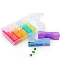 JD Home Pill Organizer Box with Snap Lids| 7- Day AM/PM | Detachable Compartments for Big Pills, Vitamin.