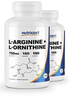 Nutricost L-Arginine L-Ornithine 750mg; 180 Capsules (2 Bottles)