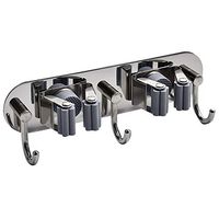 Ozzptuu Stainless Steel Mop Broom Holder Organizer Wall Mounted Garden Tool Storage Hanger Rack Gray (2 Position)