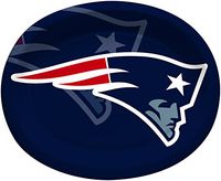 Creative Converting Officially Licensed NFL Oval Paper Platters, 8-Count, New England Patriots