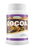 Cocoa Extract Dietary Supplement, 60 Caps, 500mg, Best Unsweetened Cocoa, No Sugar