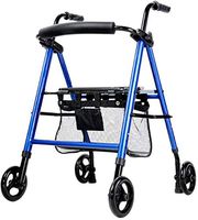 Standard Walkers Walking Aid Walking Stick Walking aid Aluminum Alloy Elderly Walker Trolley Lightweight Folding Multi-Function Four-Wheeled Walker Walking Frame Walking Frames (Color : Blue)