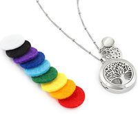 Aromatherapy Essential Oil Diffuser Necklace Jewelry - Aromatherapy Jewelry - Hypoallergenic 316L Surgical Grade Stainless Steel, 20.8” Chain + 9 Washable Insert Pads + Charms …