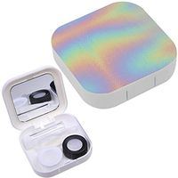 Portable Contact Lens Case Box Travel Kit Mirror + Bottle + Tweezers Container Holder [ Holographic ]
