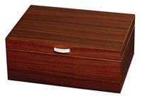Visol Ovid Golden Ebony Finish 75 Cigar Humidor with Free Laser Engraved Metal Plate (Diamond Monogram)