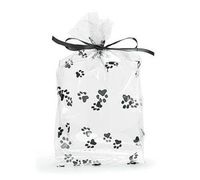 Excellent Black PAW Print Clear 4x2x9" Medium Cello Cellophane Party Treat Food Snack Bags (75)