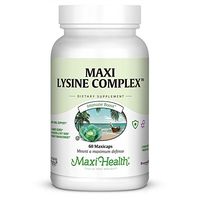 Maxi Health Lysine Complex - with Probiotics -"1000 mg" - Anti-Viral Support - 60 Capsules - Kosher