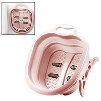 WQLDSP Foldaway Foot Spa with 4 Removable Massage Rollers and Thick PP Material Effectively Promote Blood Circulation, for Parents, Friends,Pink