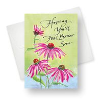 Northern Cards - 12 Get Well Cards - Echinacea (Hoping You'll Feel Better Soon) - 12 Cards with 14 Envelopes - Large