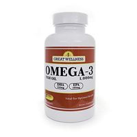 Great Wellness Omega-3 Fish Oil 1,000 mg Fish Oil with DHA & EPA Fatty Acids 60 Count