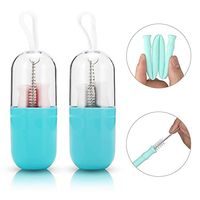 Pakesi Silicone Collapsible Straw -Length 7.87In,Folding, Reusable, and Portable Straws for Travel（Pink&Grey）