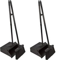 Carlisle 36141503 Duo-Pan Dustpan & Lobby Broom Combo, 3 Foot Overall Height, Black (2-Pack)