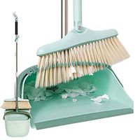 Fenrs Broom and Dustpan Set,Dust Pan and Broom Foldable Windproof Household Broom Dustpan Set Plastic Anti-Winding Soft Bristle Floor Sweep Non-Slip Handle Cleaning Brush Tool