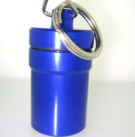 PILL CONTAINER - First Aid - Medical Alert - Key Chain - WATER RESISTANT - Large Size - Color BLUE