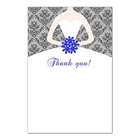 30 Thank You Cards Grey Vintage Damask Royal Blue Bouquet Bride Dress Design Bridal Shower Sweet 16 Quinceanera Party Event + 30 White Envelopes