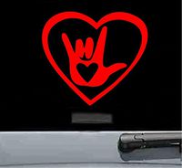 Sign language I love you Vinyl Decal Sticker (RED)