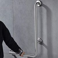 2 Side Bathroom Toilet Handrail Stainless Steel Barrier-Free Elderly Pregnant Handle Bathroom Safety Non-Slip Handle (Color : Left)