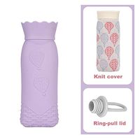 Portable Silicone Hot Water bottle-520ml, hot Water Bag Hand Warmer with Knit Cover for Winter,Pain Relief hot Cold Compress Bag - Gift for Christmas(Long, Purple)
