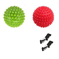 Massage Ball by Healthy Model Life +Compression Sock, Equipment for Foot Spiky for Deep Tissue Foot Back Release Plantar Fasciitis Pain Relief & All Over Body Deep Tissue Muscle Therapy (Red gree)
