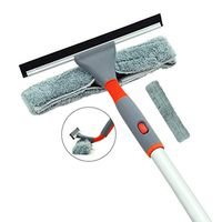 Window Squeegee Cleaning Kit with Extendable Pole, Adjustable Pole Removable Window Glass Cleaning Kit Squeegee 134 cm Extension Pole, Spare Microfiber Cloths - for House, Shower, Car
