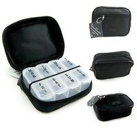 7 Day Sorter Pill Vitamin Medicine Weekly Travel Organizer Box in Zippered Case (Black)