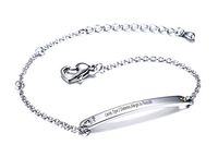 VNOX Customize 4.6MM Stainless Steel Medical Alert ID Link Heart Shape Clasp Adjustable Bar Bracelet,B