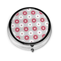 Pink White Flower Custom Fashion Round Pill Box Compact 3 Space Tablet Holder Pocket Purse Organizer Case Decoration Box