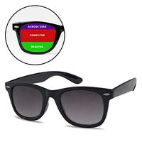 SunglassUP Multi Focus 3 in 1 Tri-Focal Reading Sunglasses Classic Square Frame Progressive Readers (Black Frame, 2.0)