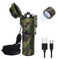 Waterproof Lighter, Keenisic Electric Lighter Flashlight USB Rechargeable Arc Lighter, Portable Handheld, IP67 Water-Resistant for Outdoor Camping - 2 in 1 (Camouflage)