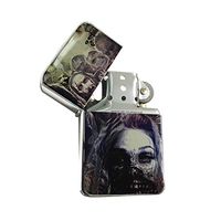 Zombie Dead Walking - Silver Lighter Windproof Flip-Top Refillable with tin Gift Box