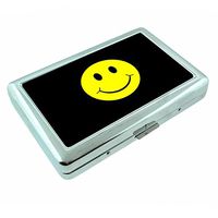 Smile Face Em1 Hip Silver Cigarette Case Id Holder Metal Wallet 4" X 2.75" RFID Protection